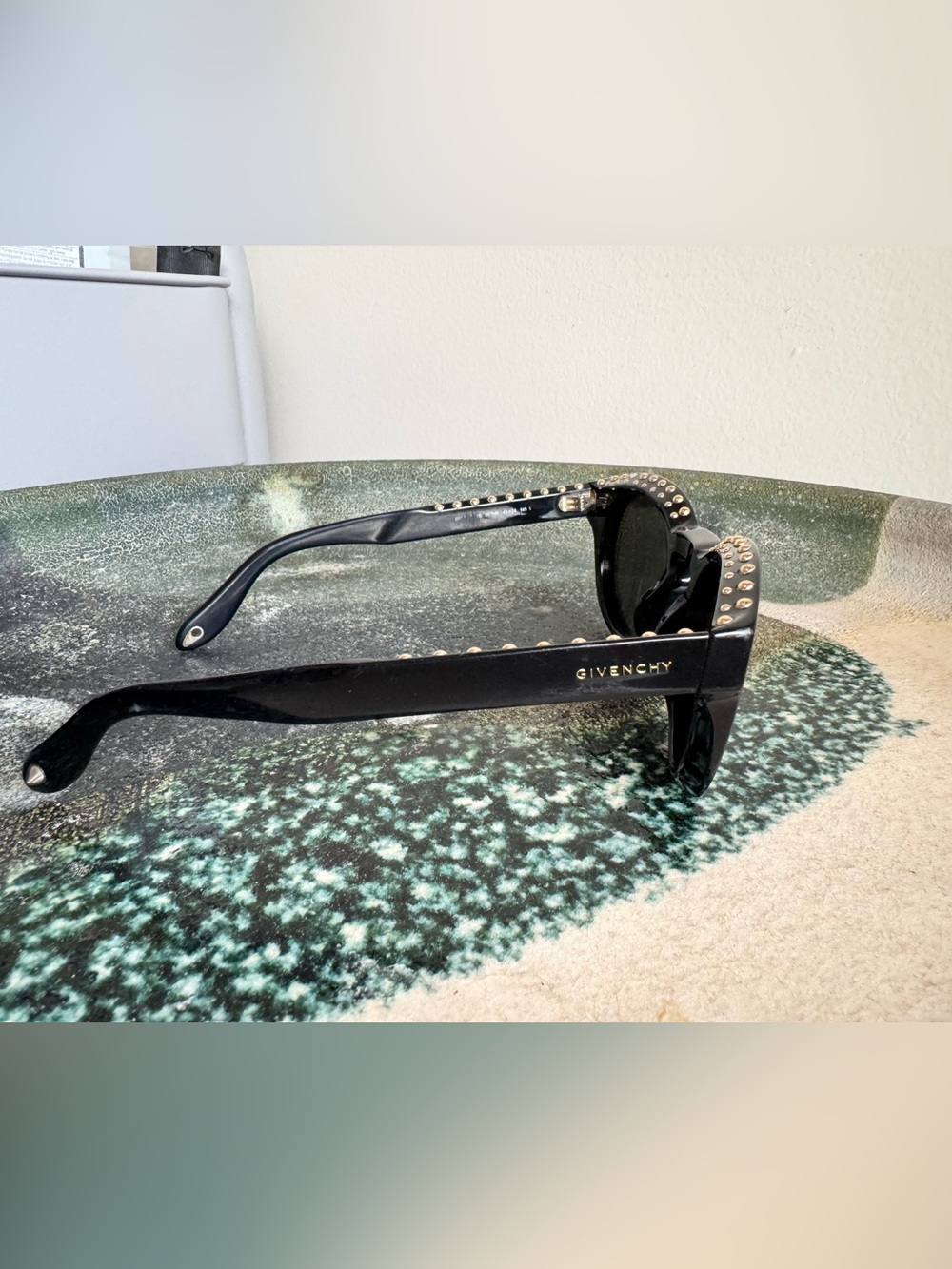 Givenchy Black Sunglasses with Gold Stud Accents